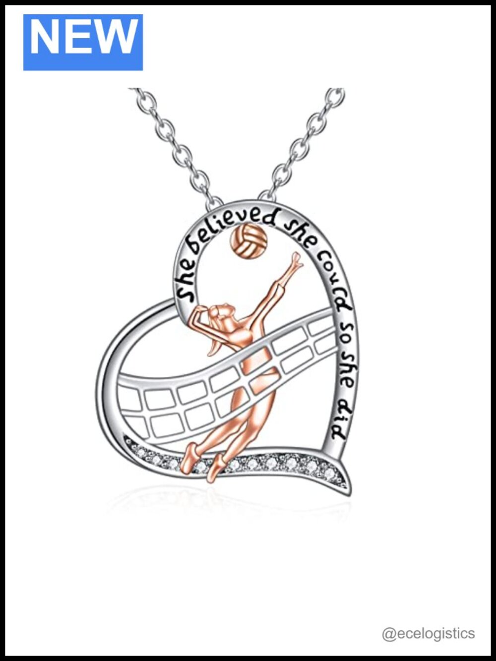 Sterling Silver Volleyball Necklace Abalone Shell Pendant Inspirational